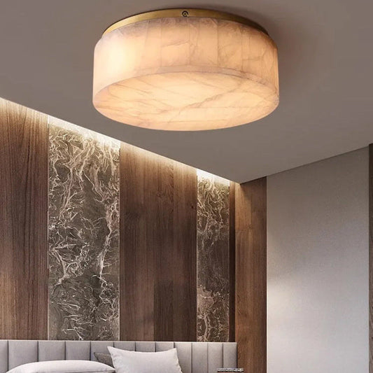 Minimalist Round Alabaster Ceiling Light