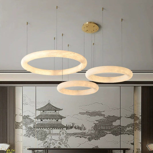 Modern Alabaster Circle LED Chandelier