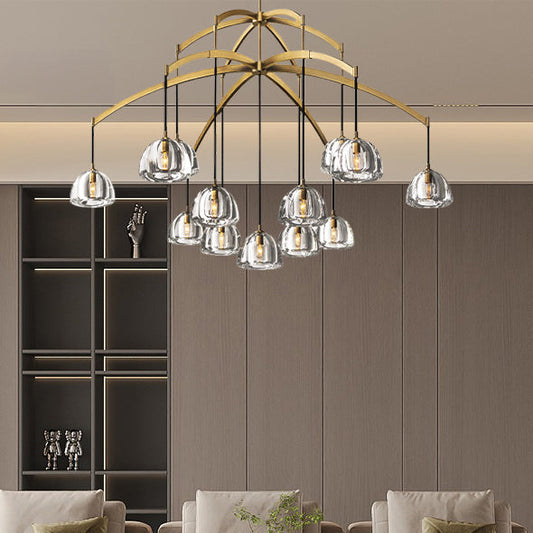 Modern Branch Hemisphere Round Glass Chandelier