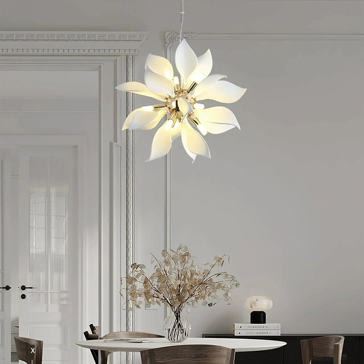 Ceramic Petals Blooming Iron Chandelier – Iron detail 8