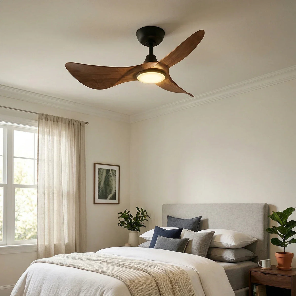 3-Blade Volant Sculptural Copper Ceiling Fan Light – Copper detail 7