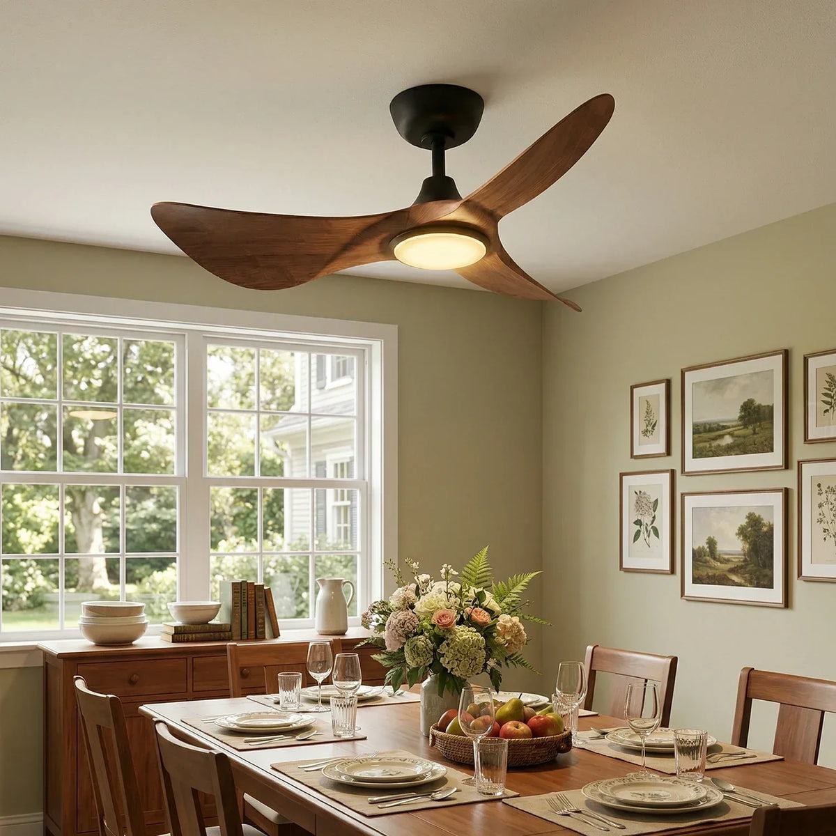 3-Blade Volant Sculptural Copper Ceiling Fan Light – Copper detail 2