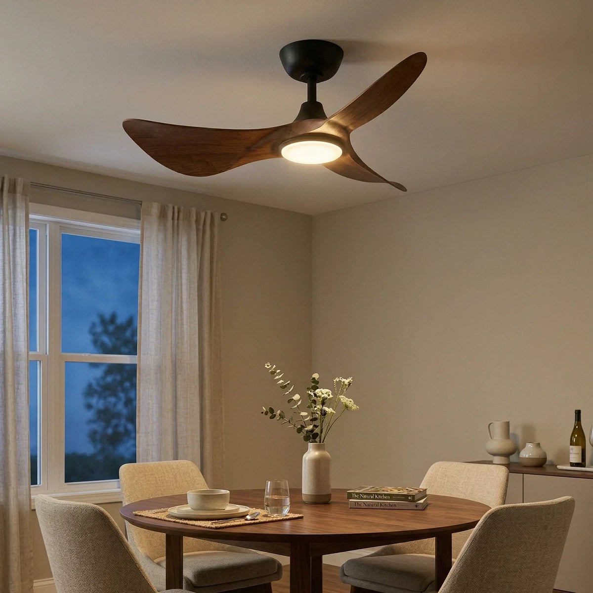 3-Blade Volant Sculptural Copper Ceiling Fan Light – Copper detail 6