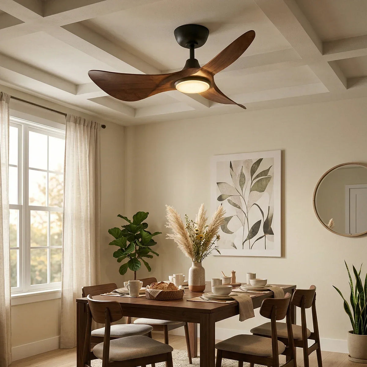 3-Blade Volant Sculptural Copper Ceiling Fan Light – Copper detail 5