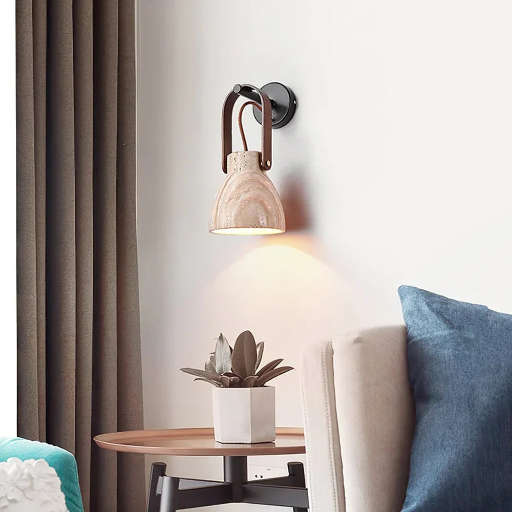 Travertine Lanta Arc Stone Wall Sconce – Travertine detail 2
