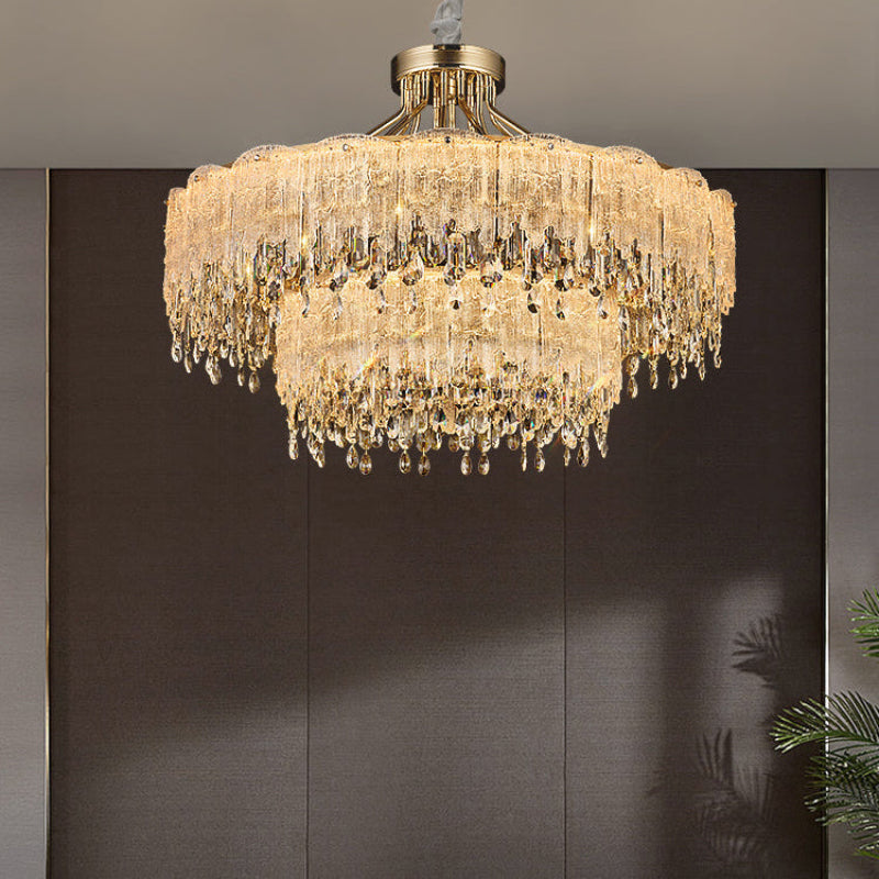 Modern Gold Fringe Crystal Chandelier
