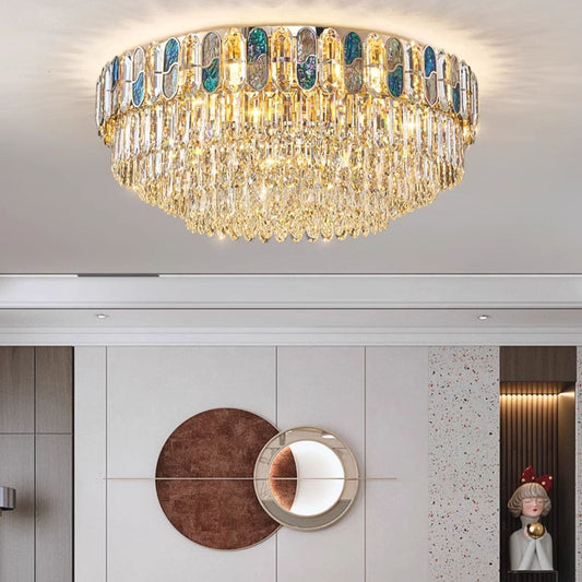 Shell Round Crystal Ceiling Light