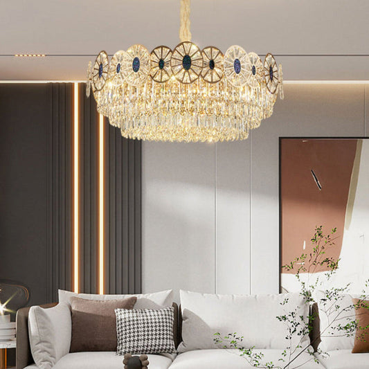 Modern Tiered Shell Crystal Chandelier
