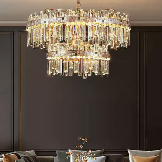 Mosaic Gold Crystal Chandelier