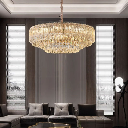 Art Tiered Round/Oval Crystal Chandelier