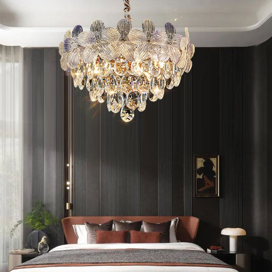 Modern Art Floral Crystal Tiered Chandelier