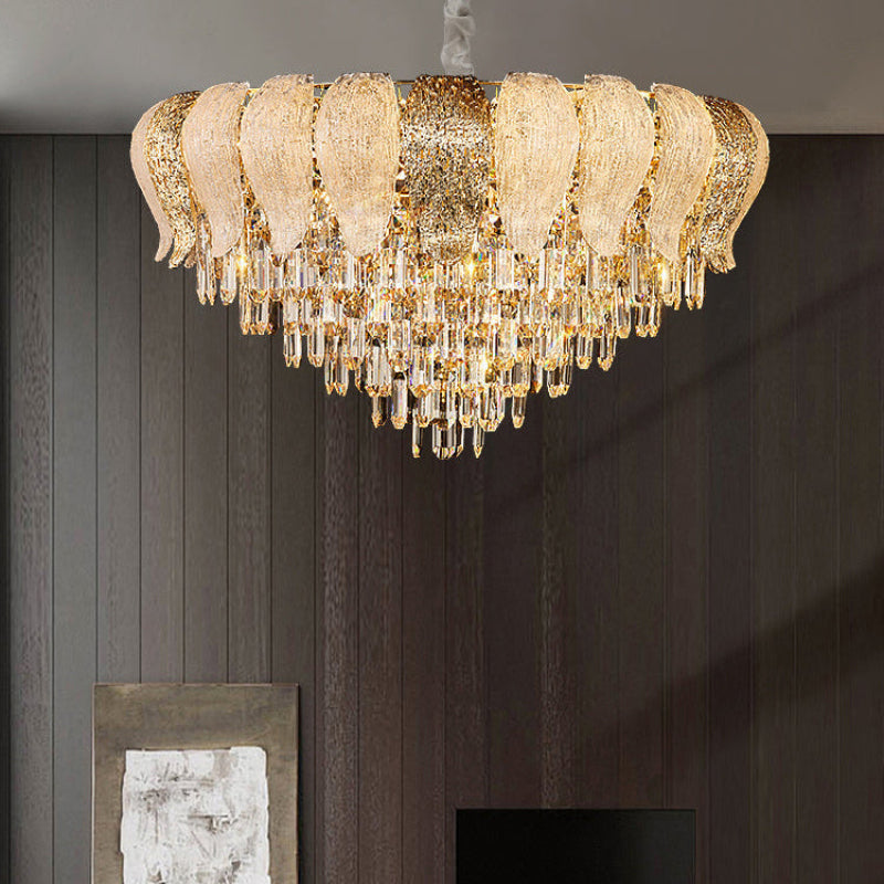 Golden Leaf Crystal Chandelier