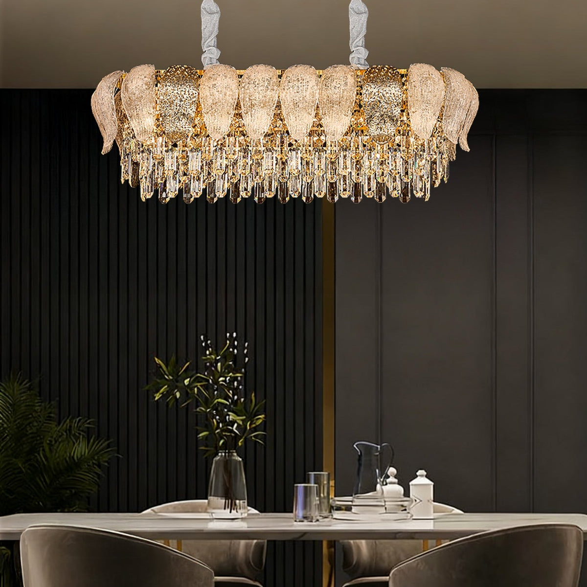Golden Leaf Crystal Chandelier – Crystal detail 6