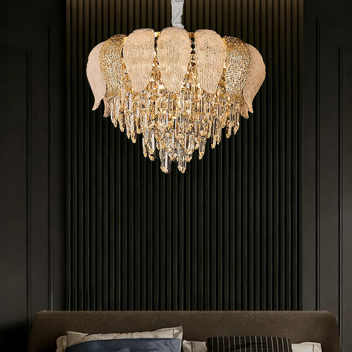 Golden Leaf Crystal Chandelier – Crystal detail 3
