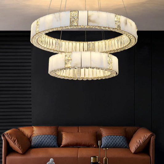 Alabaster Crystal Circular Led Chandelier