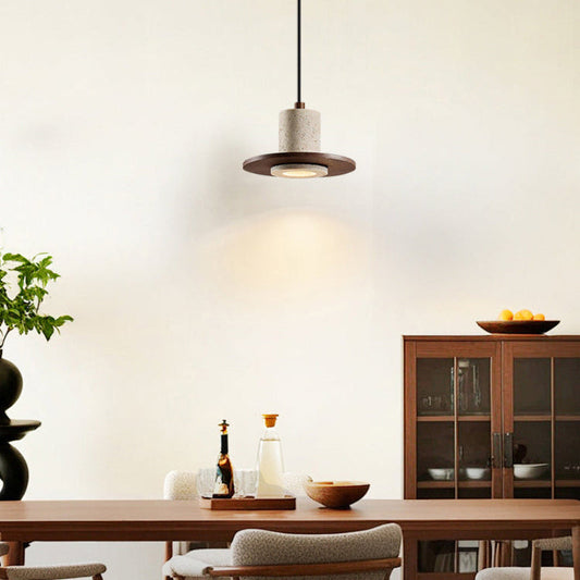 Vintage Hat Travertine Pendant Light