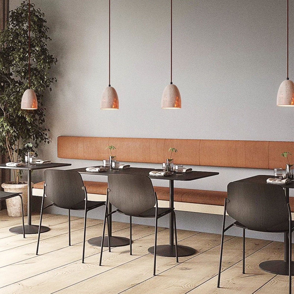 Modern Minimalist Dome Travertine Pendant Light – Travertine detail 4