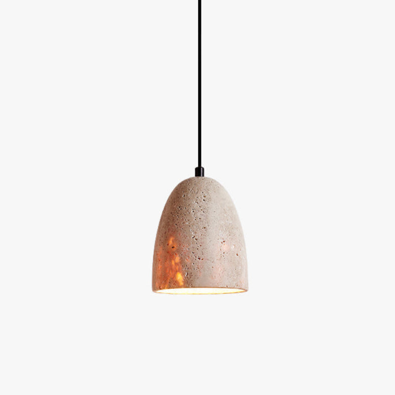 Modern Minimalist Dome Travertine Pendant Light – Travertine detail 2