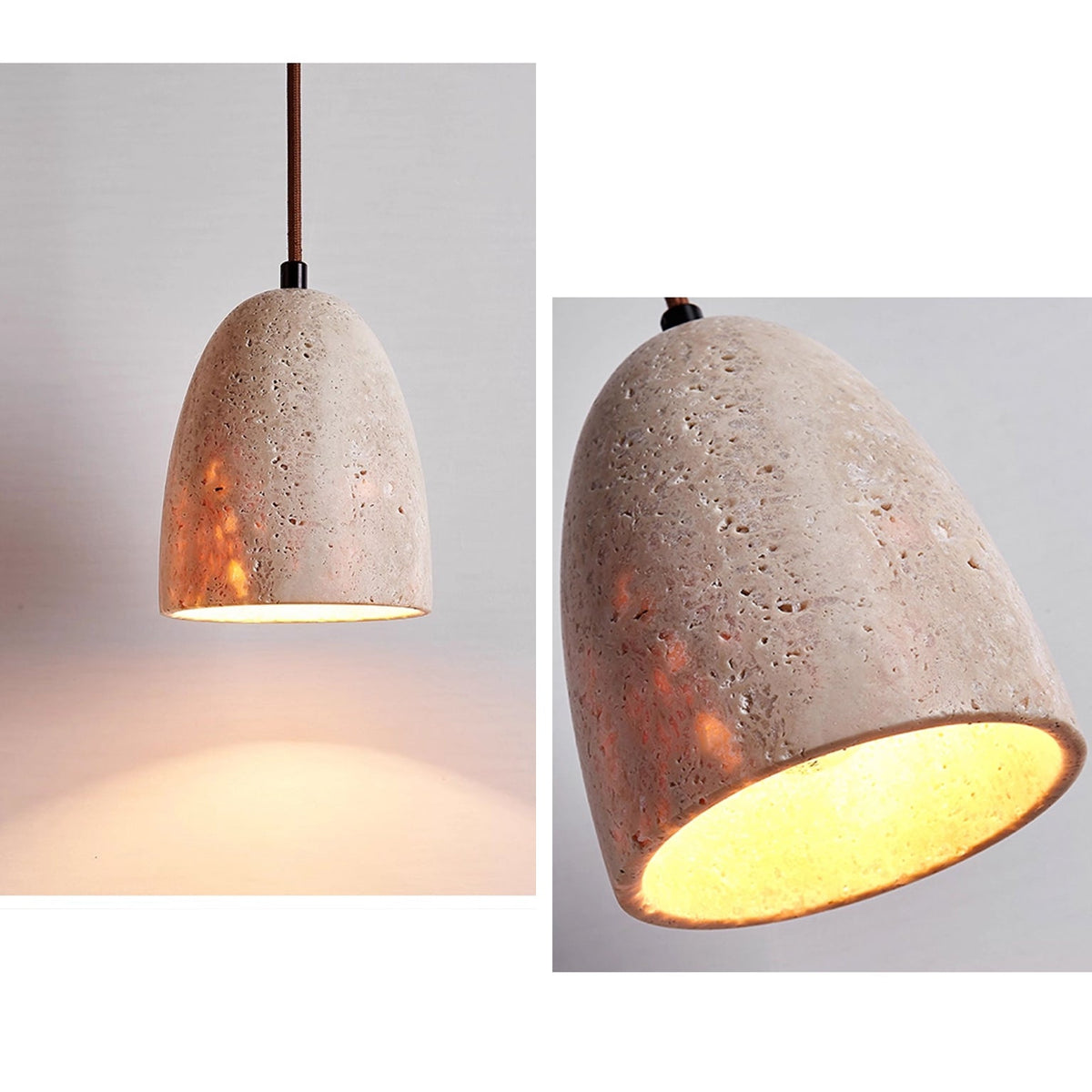 Modern Minimalist Dome Travertine Pendant Light – Travertine detail 7