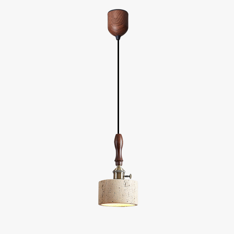 Modern Travertine & Wood Pendant Light – Travertine detail 2