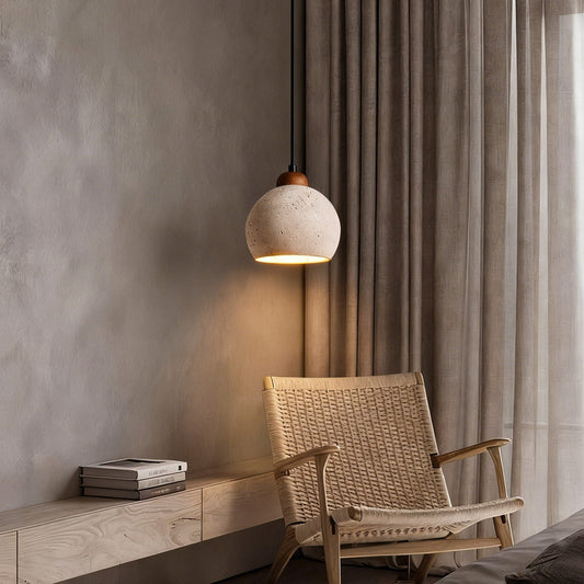 Minimalism Travertine Globe Pendant Light