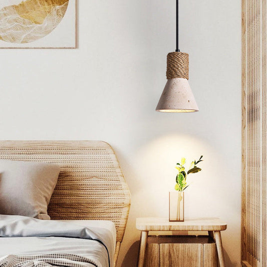 Mid Century Travertine Cone Pendant Light