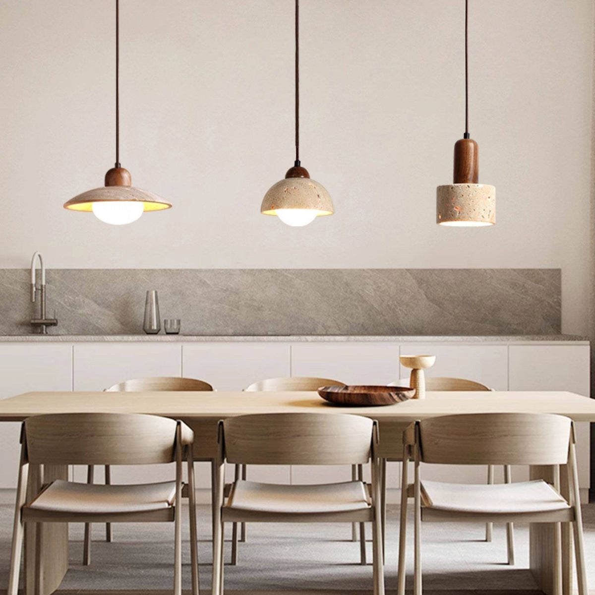 Multiple Combinations Travertine Pendant Light – Travertine detail 4