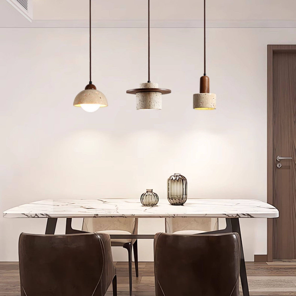 Multiple Combinations Travertine Pendant Light – Travertine detail 5