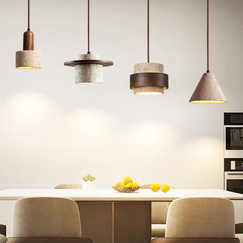 Multiple Combinations Travertine Pendant Light – Travertine detail 7