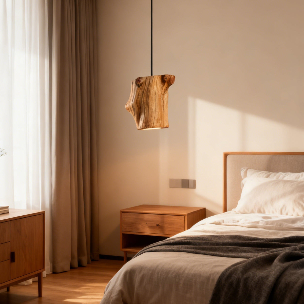 Art Deco Natural Wood Pendant Light – Wood detail 3