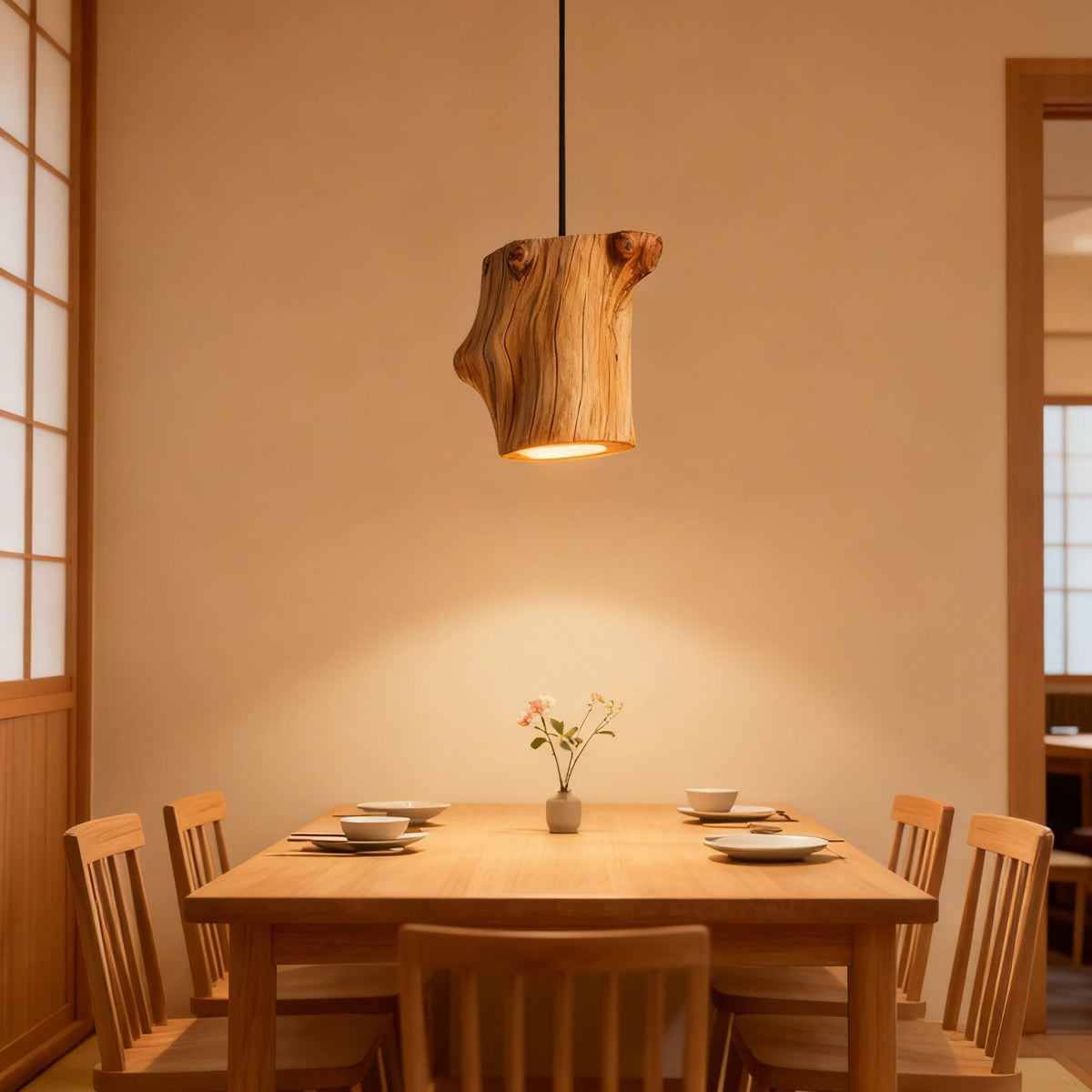 Art Deco Natural Wood Pendant Light – Wood detail 5
