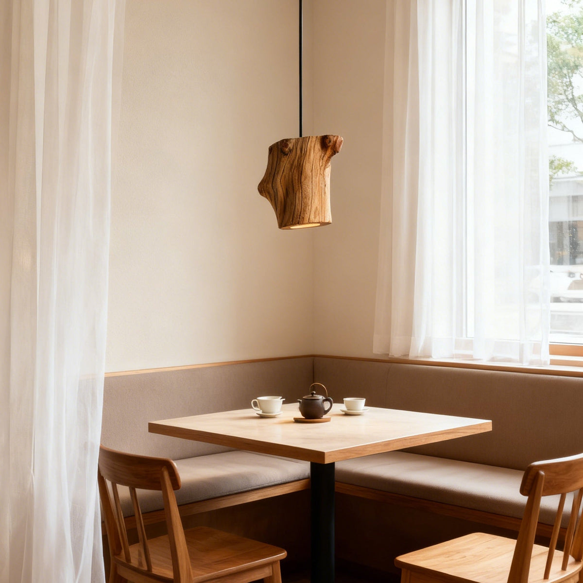 Art Deco Natural Wood Pendant Light – Wood detail 6