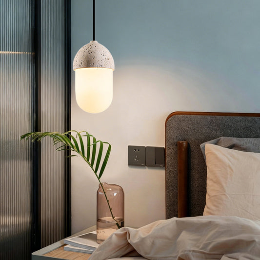 Natural Travertine Glass Oval Pendant Light