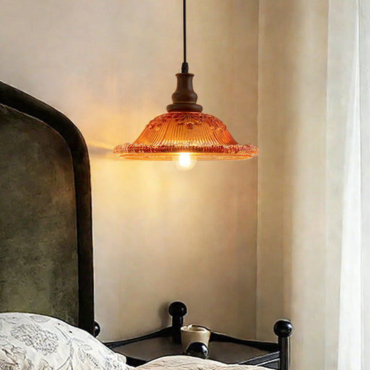 Vintage Glass Flower Rise Fall Pendant Light