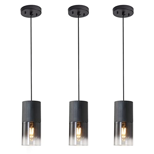 3-Pack Black Pendant Light Fixtures, Adjustable Modern Pendant Lights for Kitchen Island