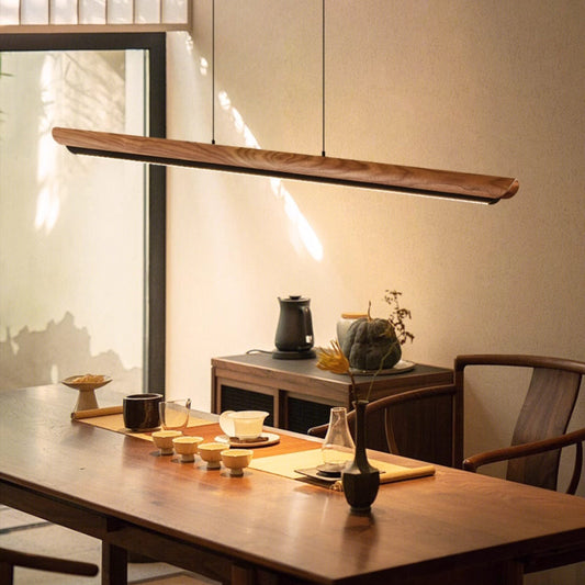 Modern Minimalist Walnut Linear Pendant Light