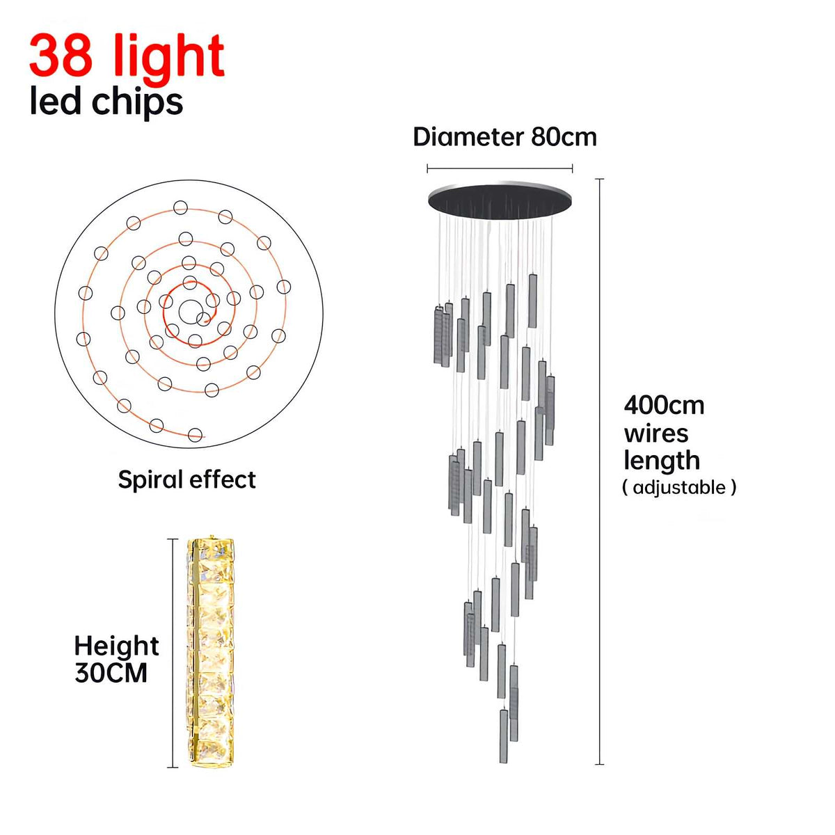 Nordic Crystal LED Chandelier – Crystal detail 42