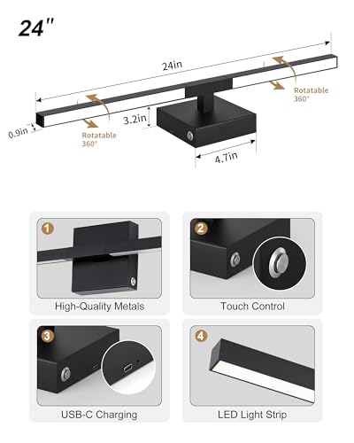 lack Battery Operated Wall Sconce with Remote Control 8000mAh