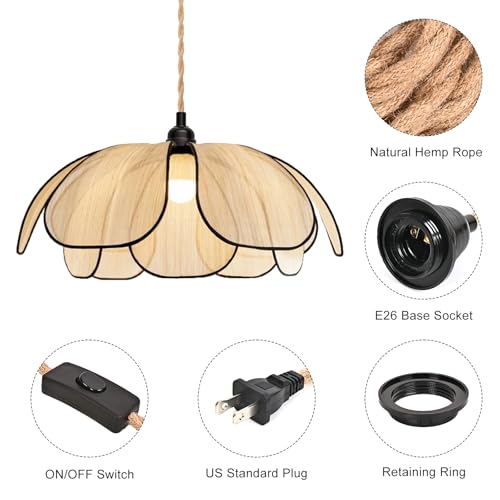 Hanging Lamp Kit with On/Off Switch, Plug in Pendant Light Kit for Home Lighting, 15ft