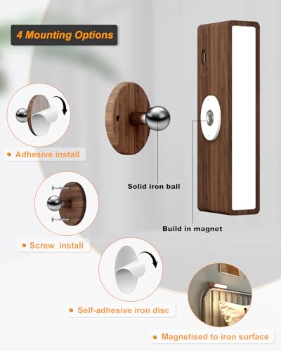 ooden Wall Sconce Battery Operated with Remote,Rechargeable Wall Lights for Bedroom with