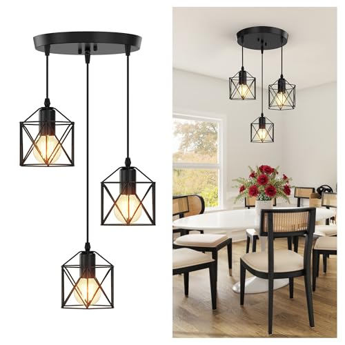 Phaosio 3 Light Pendant Lighting, Farmhouse Hanging Light Fixture