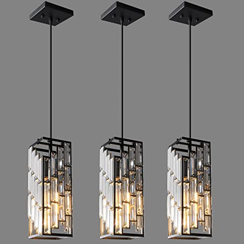 Black Pendant Lighting Modern Pendant Light, Mini Crystal Chandeliers,Adjustable Pendant