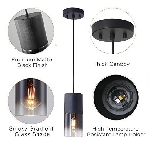 3-Pack Black Pendant Light Fixtures, Adjustable Modern Pendant Lights for Kitchen Island