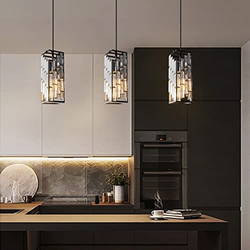 Black Pendant Lighting Modern Pendant Light, Mini Crystal Chandeliers,Adjustable Pendant
