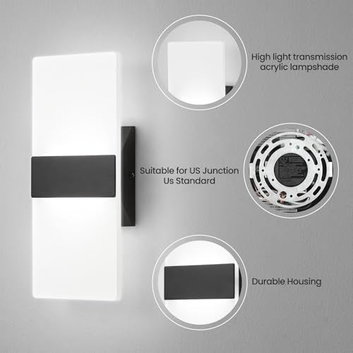 Modern LED Wall Sconce, Dimmable Indoor Wall Light, 5CCT 2700K-5000K Adjustable