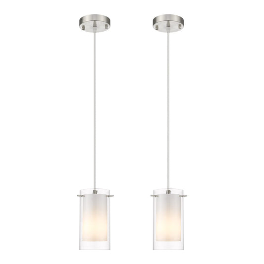 AKEZON Pendant Lights Kitchen Island 2 Pack, Brushed Nickel, Adjust Height