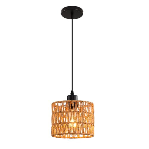 Woven Pendant Light Boho Chandelier, Rattan Pendant Lights Kitchen Island, Farmhouse