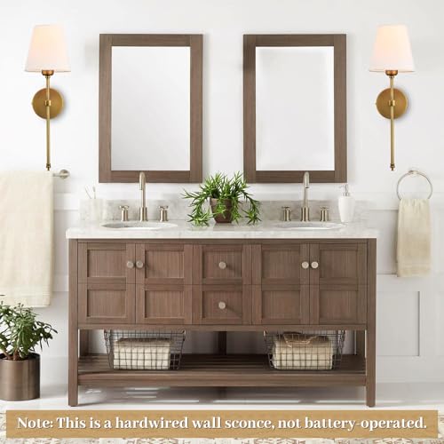 all Sconces Sets of 2, Hardwired Classic Brushed Brass Sconces Wall Lighting, Bathroom