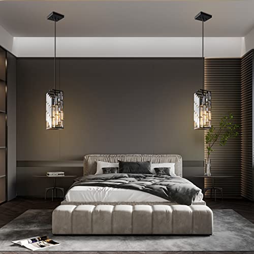 Black Pendant Lighting Modern Pendant Light, Mini Crystal Chandeliers,Adjustable Pendant