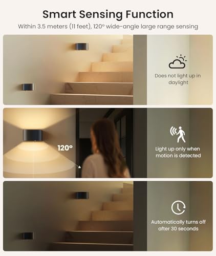 otion Sensor Wall Light with Remote Control 3 Colors Wireless Wall Lamp LED Indoor Up and
